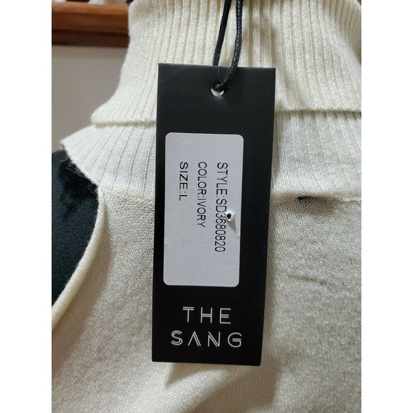 The Sang Women's Ivory Viscose High Neck Long Sleeve Knee Length Dress Size L - Picture 9 of 12